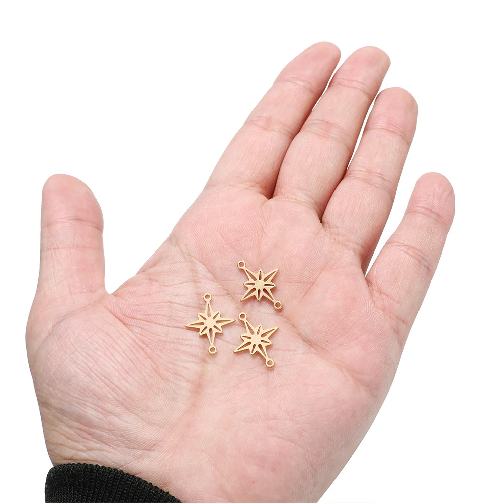 20Pcs Stainless Steel Star Charms Christmas Snowflake Pendants for DIY Delicate Jewelry Bracelets Findings Necklaces Supplies view 5