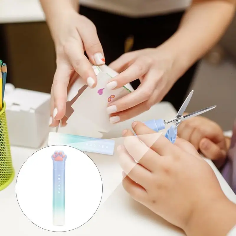 Craft Scissors For Kids Cat-Paw Shaped Craft Scissors With Cover Student Tip Scissors For Scrapbooking Art Craft Supplies Back