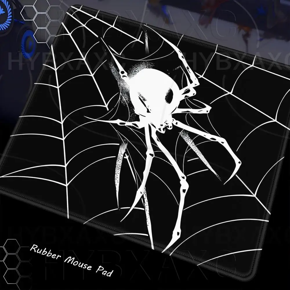 Black Spider Web Mouse Pad Large Square Computer Office Game Table Mat XS Gothic Spider Silver Crystalline Rubber Desk Mat