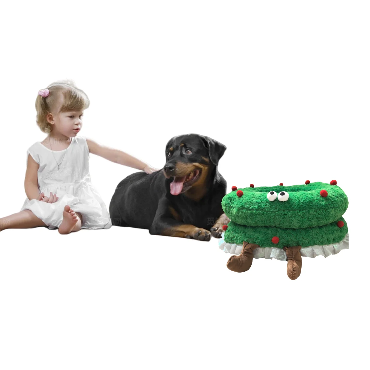 

Christmas Pet Cat House Large Space 2 in 1 Easy to Disassemble and Wash Semi-enclosed Kennel Plush Warm Pet House