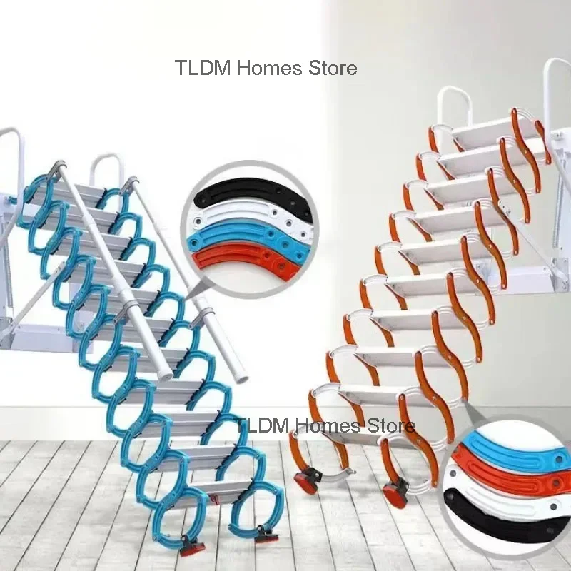 Space-saving Attic Telescopic Staircase Carbon Steel Lift Ladders for Home Indoor Outdoor Wall-mounted Folding Step Ladder s