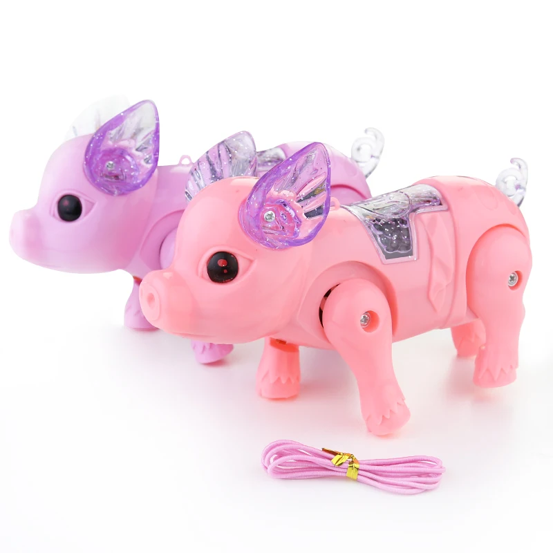 2024 New Pink Color Electric Walking Pig Toy With Light Musical Kids Funny Electronics Toy Children Birthday Gift Toys