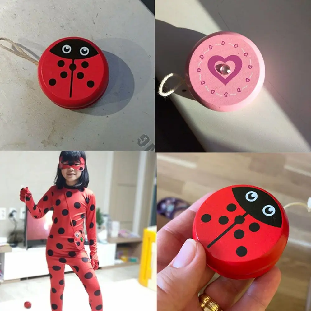 Créatif pour les enfants imprime d'animaux coccinelle en bois Yo Yo balle Yo-Yo Yoyo jouets