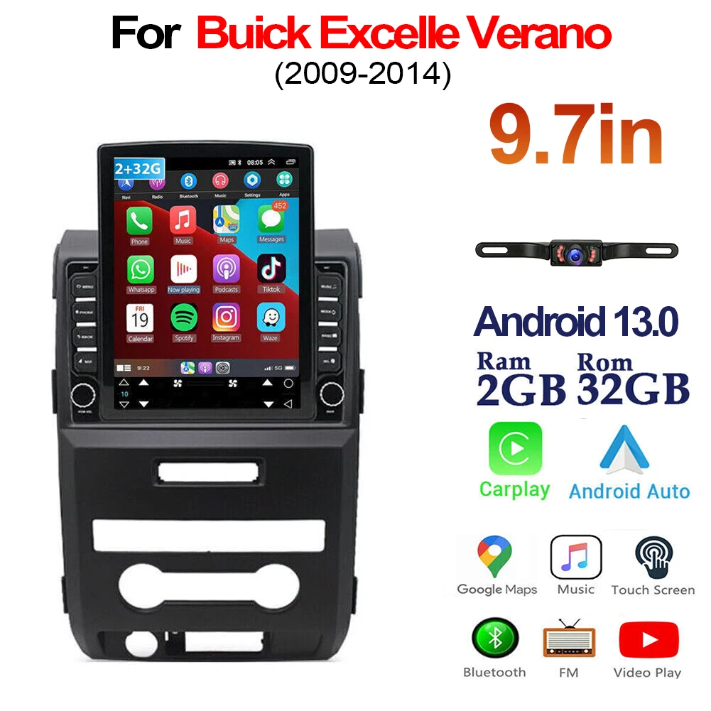 

Android 13 Car Stereo CarPlay Android Auto Car Audio Multimedia 9.7‘’ with GPS Bluetooth＆Backup Camera for Ford F150 2009-2014