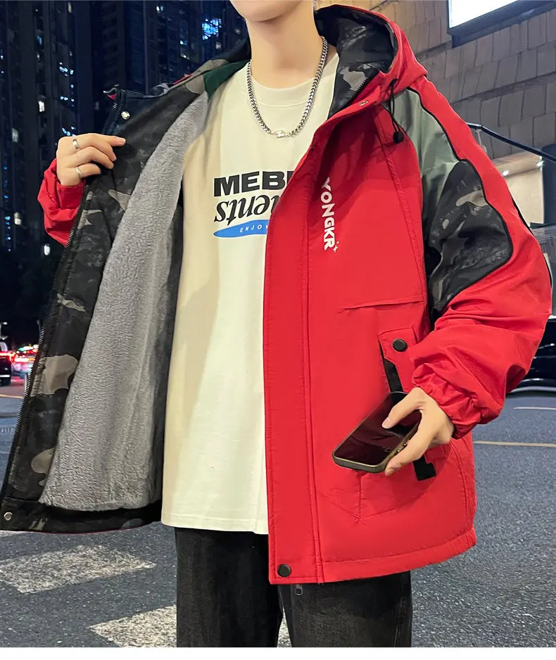 Kurtki z kapturem z polaru na jesień i zimę, młodzieżowa odzież uliczna, pluszowe ciepłe płaszcze, luźne, wiatroodporne, grube parki outdoorowe.