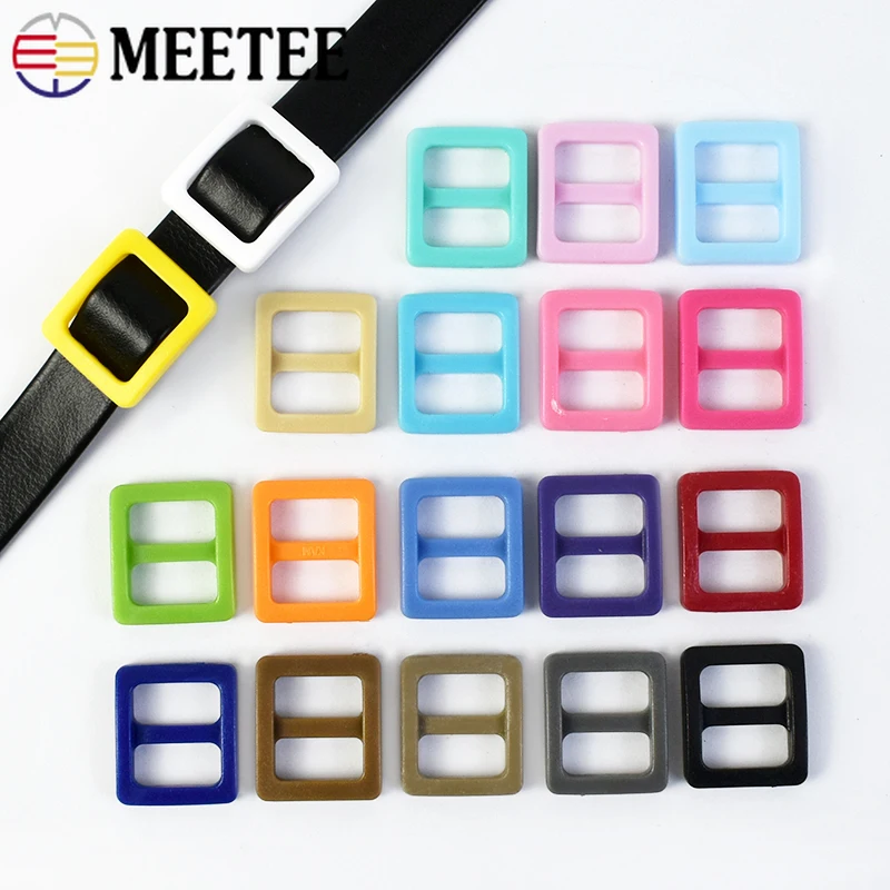 50/100Pcs Meetee 10mm Plastic Ring Buckles for Sewing Dog Collar Tri-Glide Slider Clasp Bag Strap Belt Adjust Hook Accessories