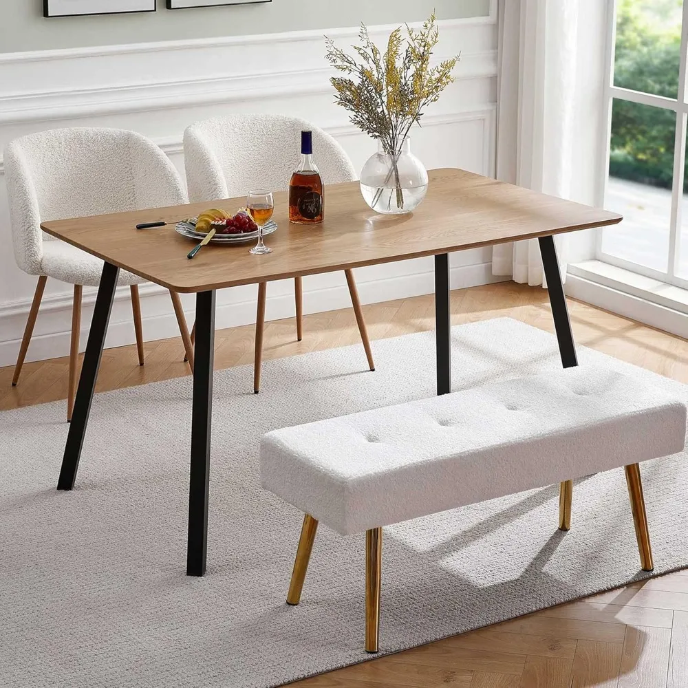 

4 Pieces DiningTable Set for 4, Modern Mid Century Breakfast Nook DinnerTable Rectangular with Barrel Kictchen Armchairs