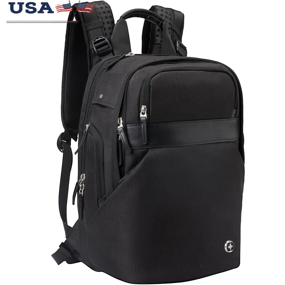 

Large Black Backpack with Massage Function USB Charging RFID Protection Adjustable Straps Travel School Hiking Outdoor Use