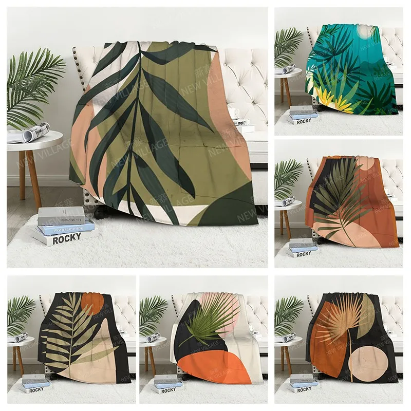 

Plaid sofa for Knee blankets warm winter bed cover throw blanket Decor boho warm fleece Nordic leaf Soft and hairy plant