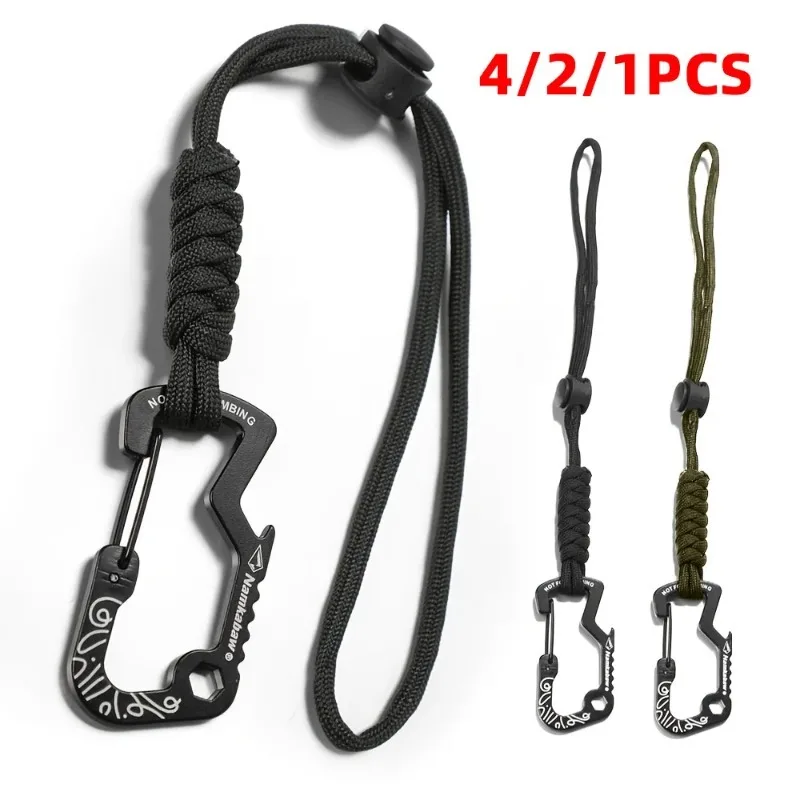 Mosquetão Tático Multifuncional com Chaveiro de Paracord e Corda Anti-Perda para Equipamento de Emergência em Acampamentos e Caminhadas ao Ar Livre