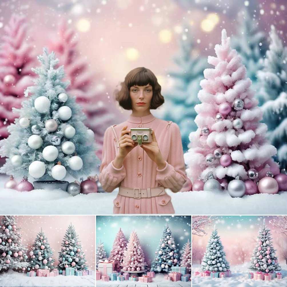 

MOON.QG Christmas Background Photography Baubles Gifts Xmas Trees Backdrop Portrait Kids Photoshoot Poster Celebration Decor