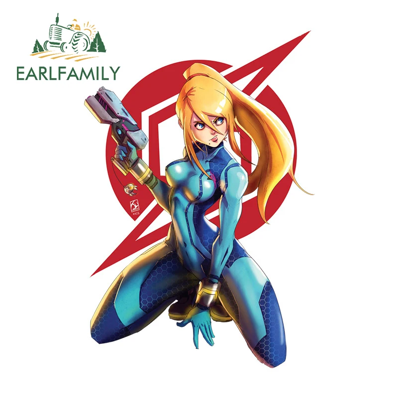 EARLFAMILY 13cm x 8.9cm for Samus Aran Car Sticker Air Conditioner Decal Car Goods Cartoon Refrigerator Creative Graphics Trunk