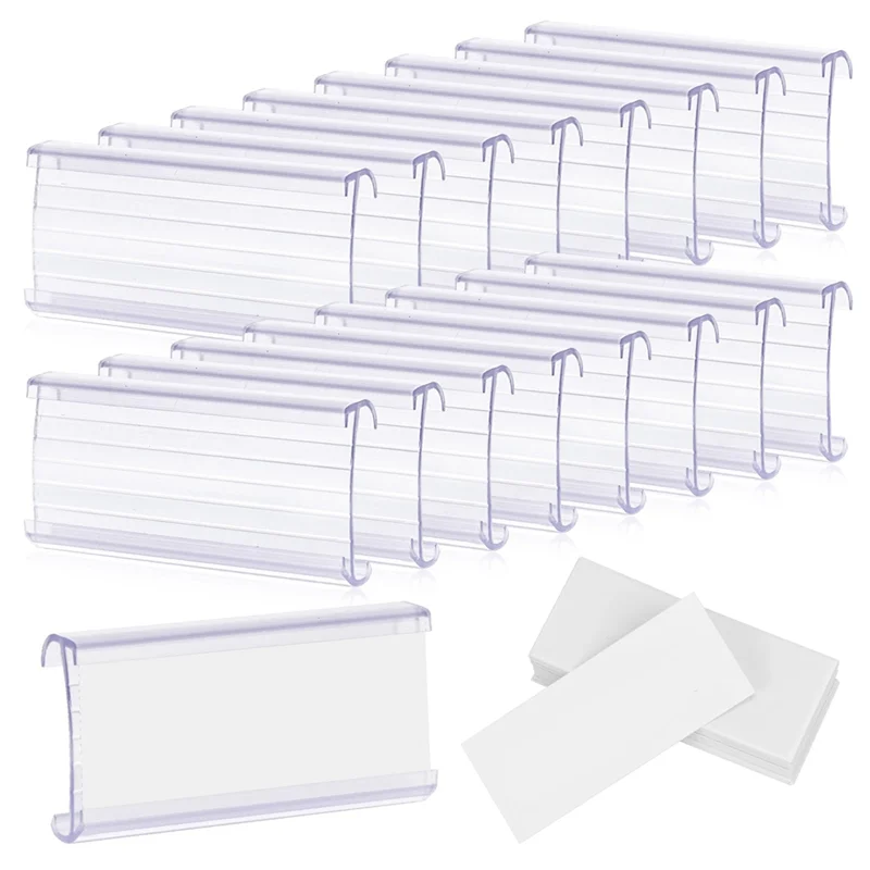 EDT-100 Pcs Wire Shelf Label Holders With 100 Paper Inserts,Wire Label Holder Plastic Shelf Tags Compatble 1-1/4Inch Shelves
