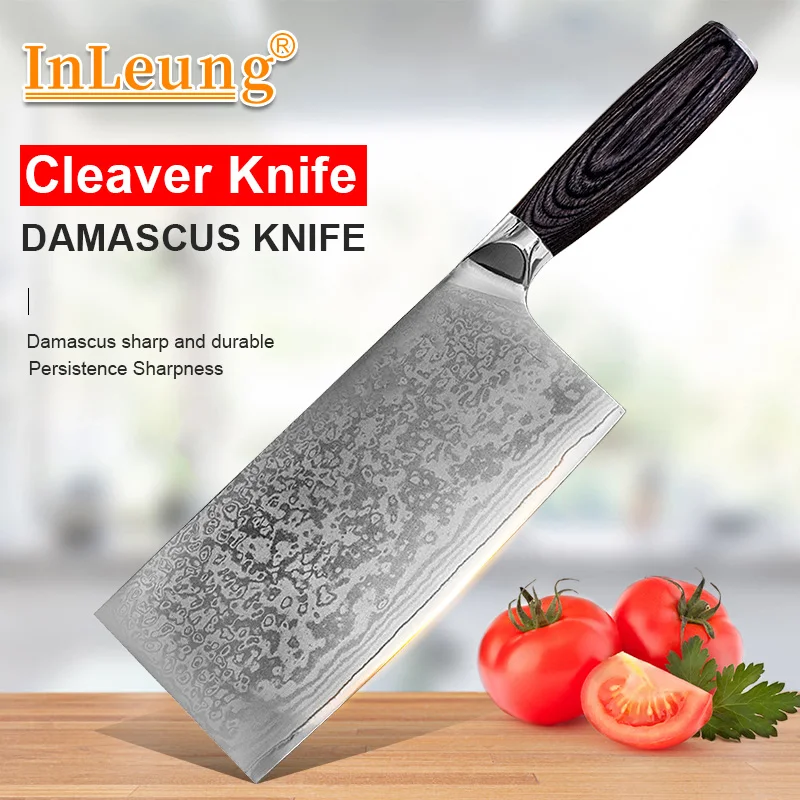 Damaskus Chinesisches Utility-Gemüsemesser Premium Kitchenr Chef Hackmesser Fleisch Schälen Obst Gemüse Messer Küche Kochutensilien