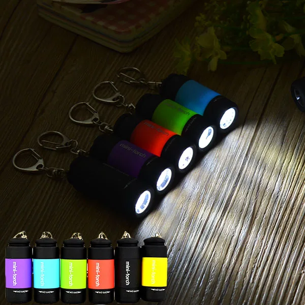 المحمولة USB قابل لإعادة الشحن مصباح يدوي LED مصباح مقاوم للماء المفاتيح كيرينغ الشعلة مصباح التخييم الصغير