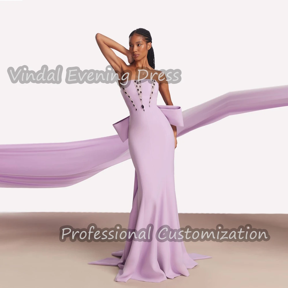 

Vindal Prom Party Dress Strapless Floor Length luxurious Beaded Crepe Mermaid Elegant Sleeveless Saudi Arabia For Woman 2024