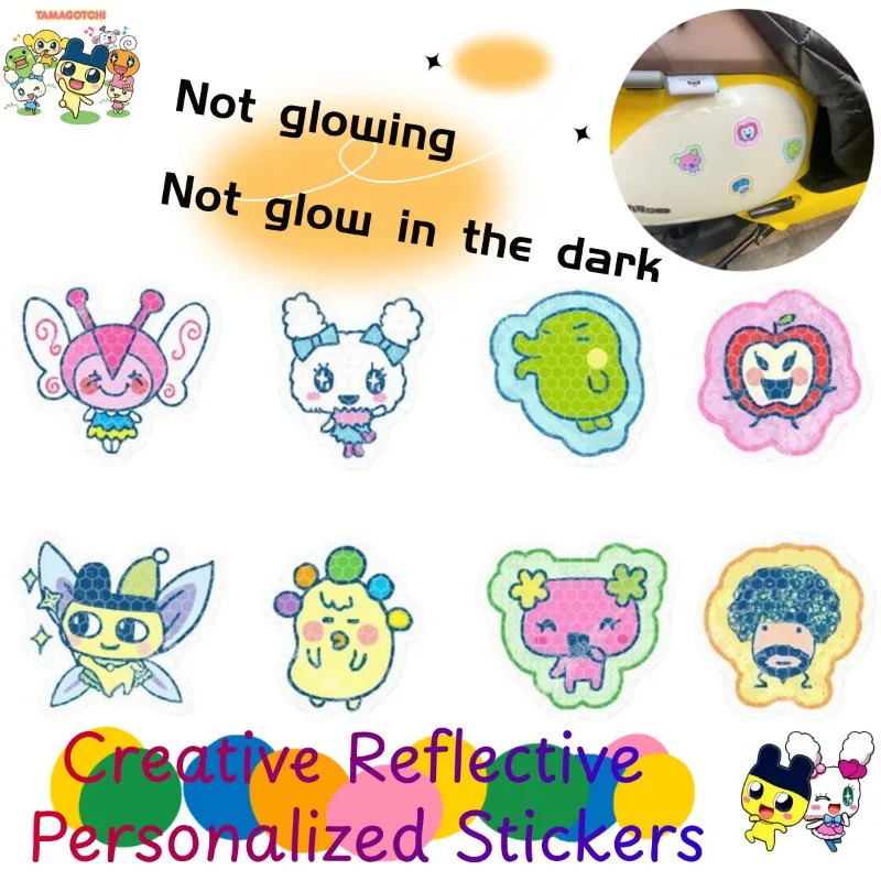 

Cartoon Tamagotchi Creative Reflective Stickers, Personalized Night Safety Decor Decals for Electric Scooters Motorcycles & Cars