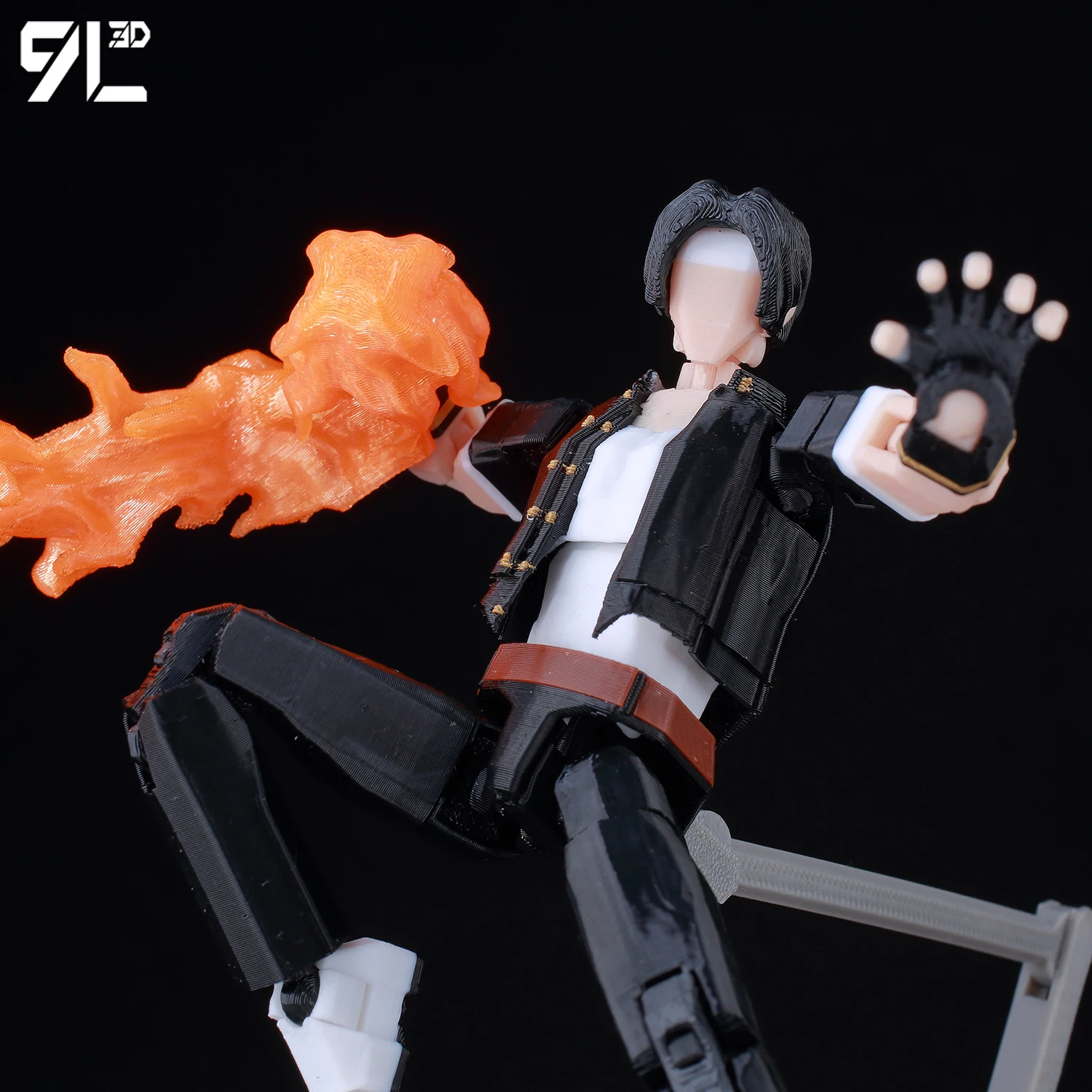 9L3D Lucky13 Kyo Kusanagi Action Figure Dummy13 Orange Fire Effect