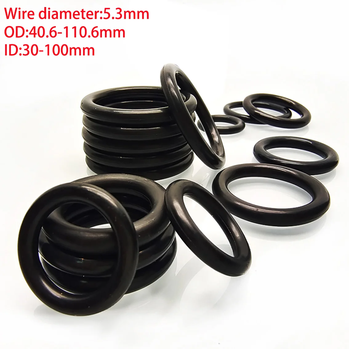 2Pcs O-Type Ring Seal Gasket CS 5.3mm ID 30~100mm OD 40.6~110.6mm EPDM Rubber Insulated Waterproof Washer Round Shape Nontoxic