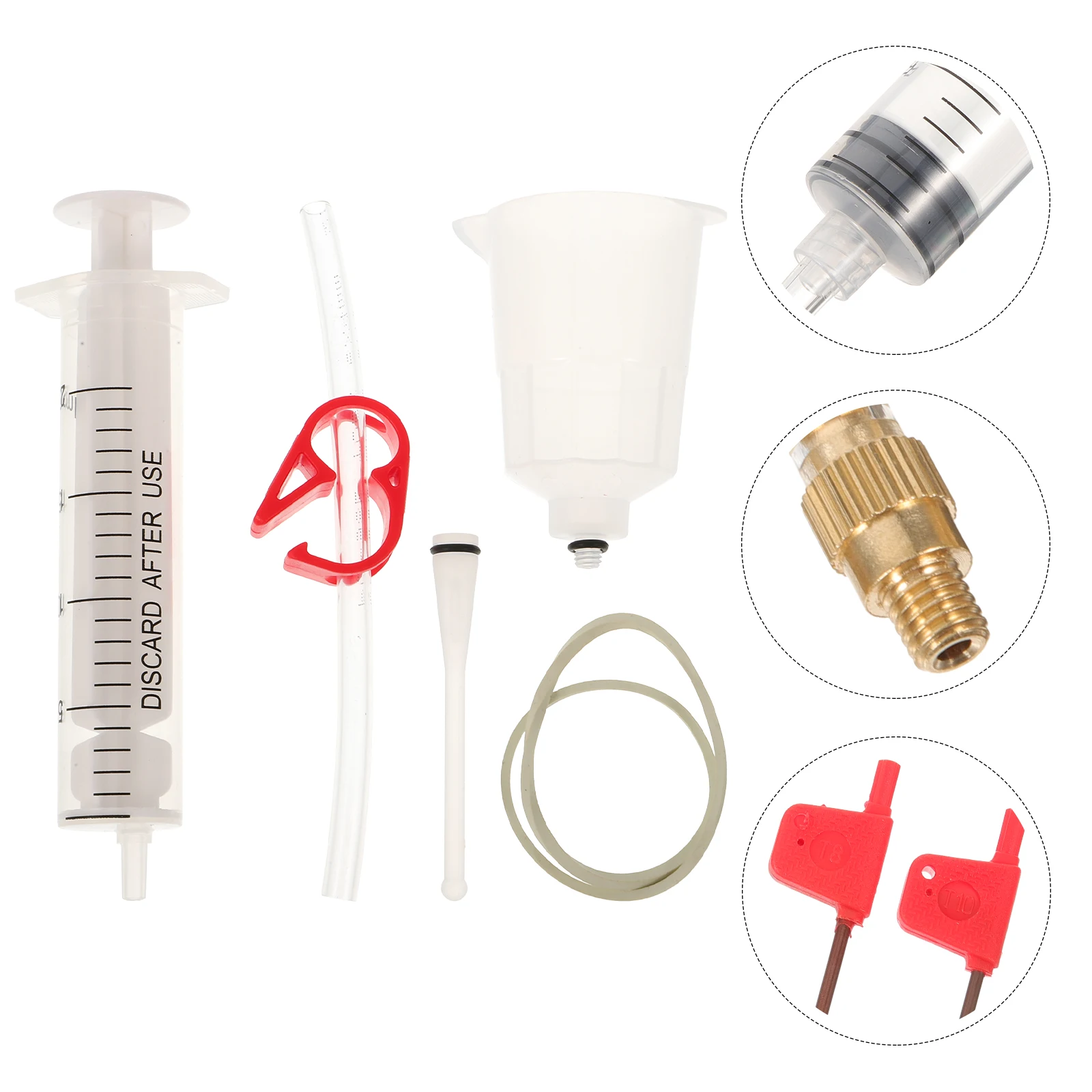 

5pcs Hydraulic Disc Tool Brake Oil Filling Kit Road Mountain Bike Compatible Brake Oil Bleed Syringe Funnel Set White