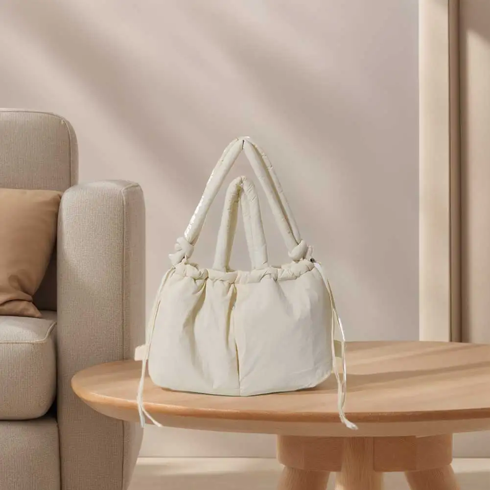 Puffer Tote Bag for Women Adjustable Strap Shoulder Bag Nylon Solid Crossbody Bag Large Backpack for Shopping Travel image 2
