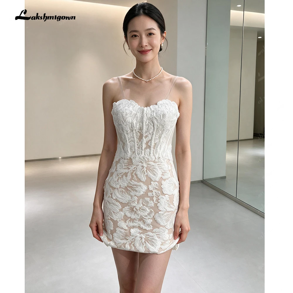 Lakshmigown Spitzen-Kurzkleid Hochzeitskleid, Etuikleid mit Herzausschnitt, Brautkleid für Abschlussball und Party, Saudi-Arabien, Israel, Dubai, Maßanfertigung – Detail 5