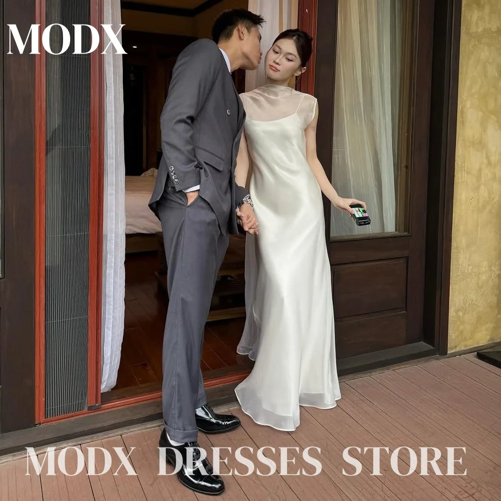 

MODX Elegant O-Neck Organza Wedding Dresses Soft Satin Spaghetti Strap 2PS 웨딩드레스 Korea Photoshoot Customised Bride Gowns 2025