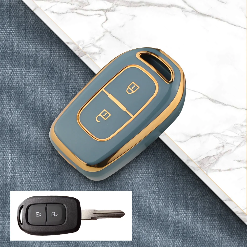 2 Button Fob Shell Keychain for Renault Kwid Traffic Symbol for Dacia Sandero Logan Duster 2016 2017 2018 TPU Car Key Cover Case