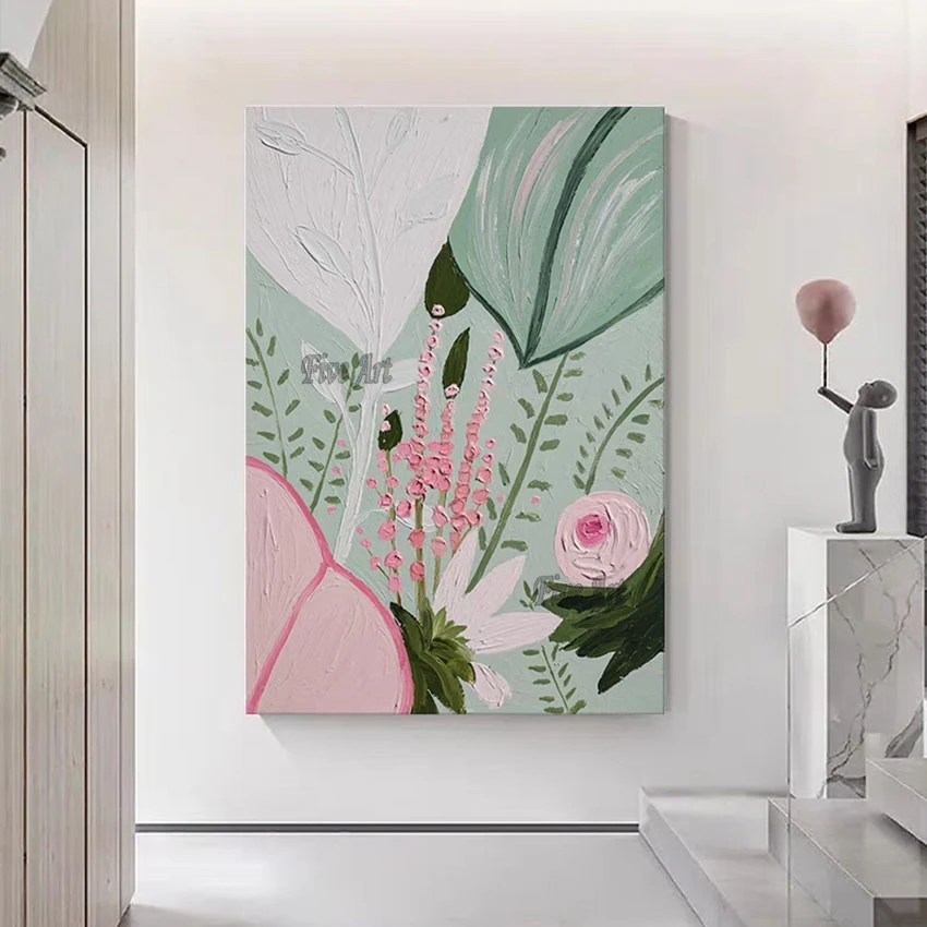 

Картина маслом ручной работы, абстрактная стена на холсте, безрамная, цветы, пейзаж, художественные изображения, акриловое украшение