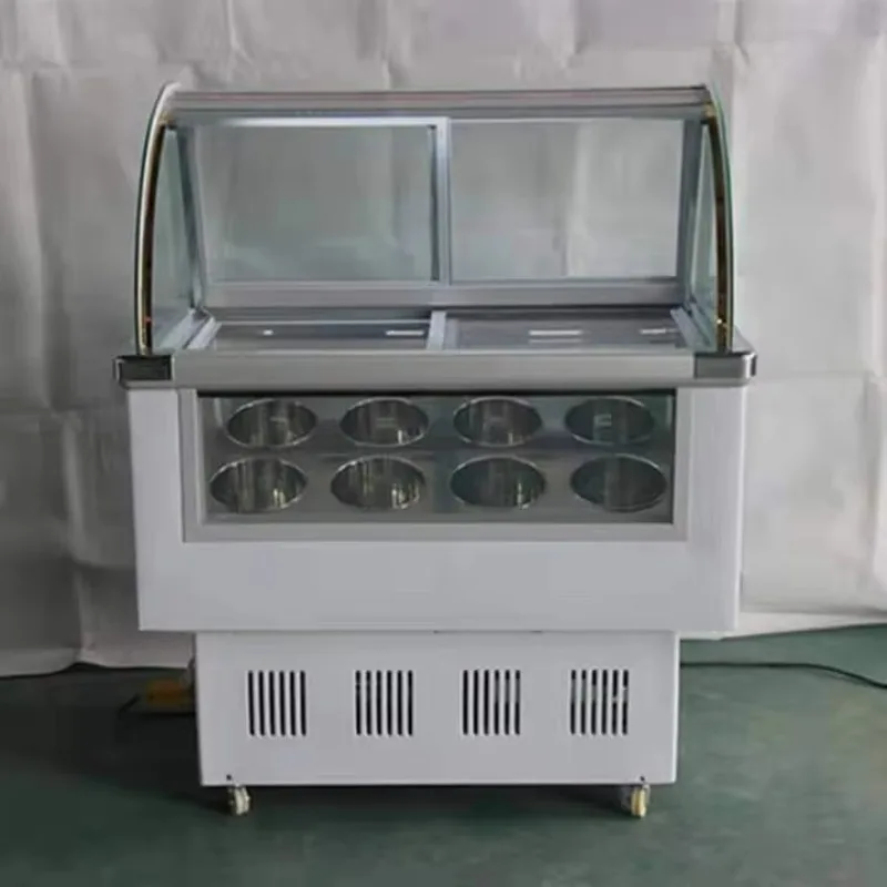 Eiscreme-Vitrine/Eiscreme-Display-Maschine mit wettbewerbsfähigem Preis, 6 Fässer und 10 Tanks