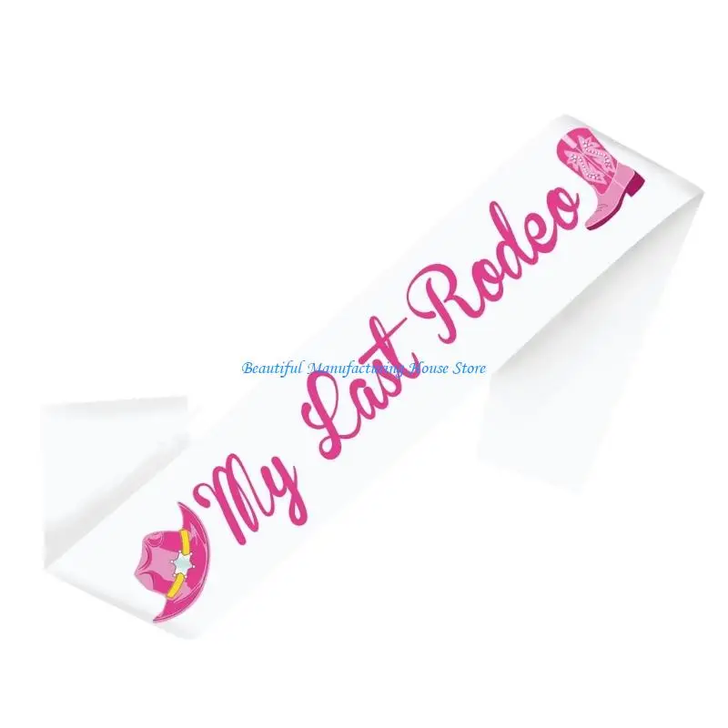 Faja despedida soltera satinada con estampado letras rosas E56A con diseño ajustable para rodeos, espectáculos, y
