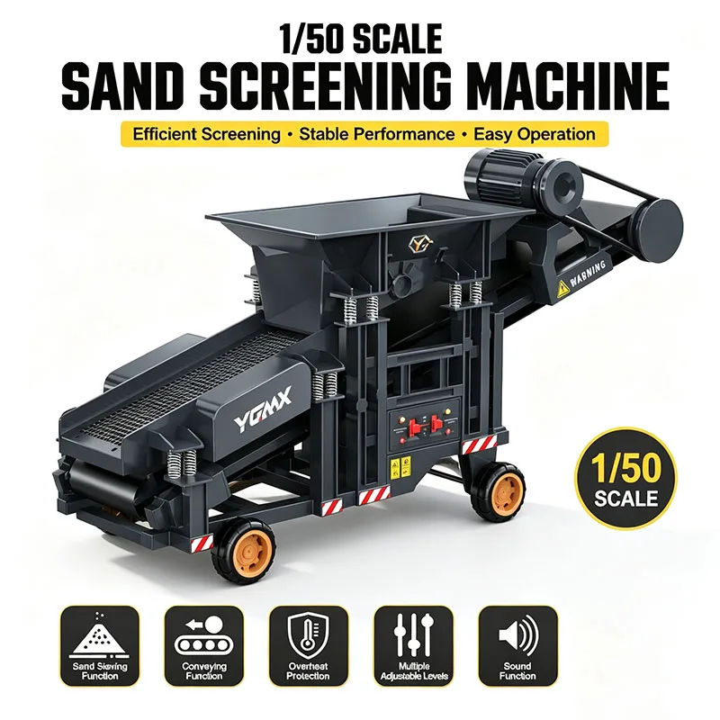 Nouvelle machine de criblage de sable RC 1/50 YG180, fonctionnement à double vitesse avec lumières et effets sonores, modèle de camion télécommandé simulé.
