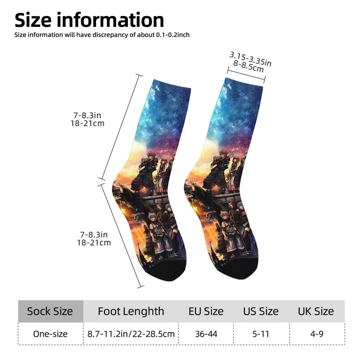 Kingdom Hearts Socks Harajuku Super Soft Stockings All Season Long Socks Accessories for Unisex Christmas Gifts