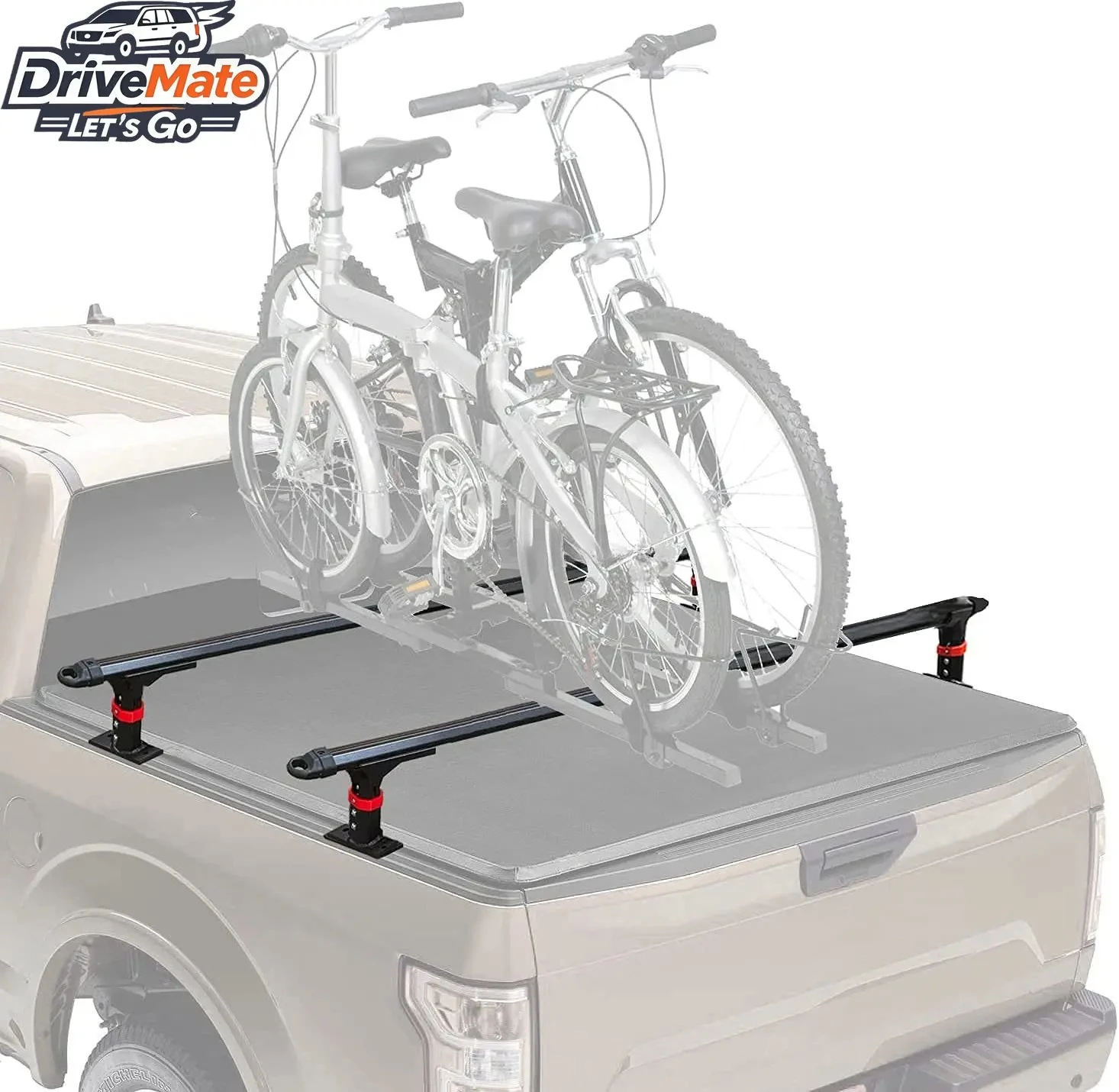 For Universal Aluminum Truck Bed Tonneau Cover Rack Crossbars Low Profile 2 Bars Set for Kayaks Bike Rack Rooftop Tent Camper