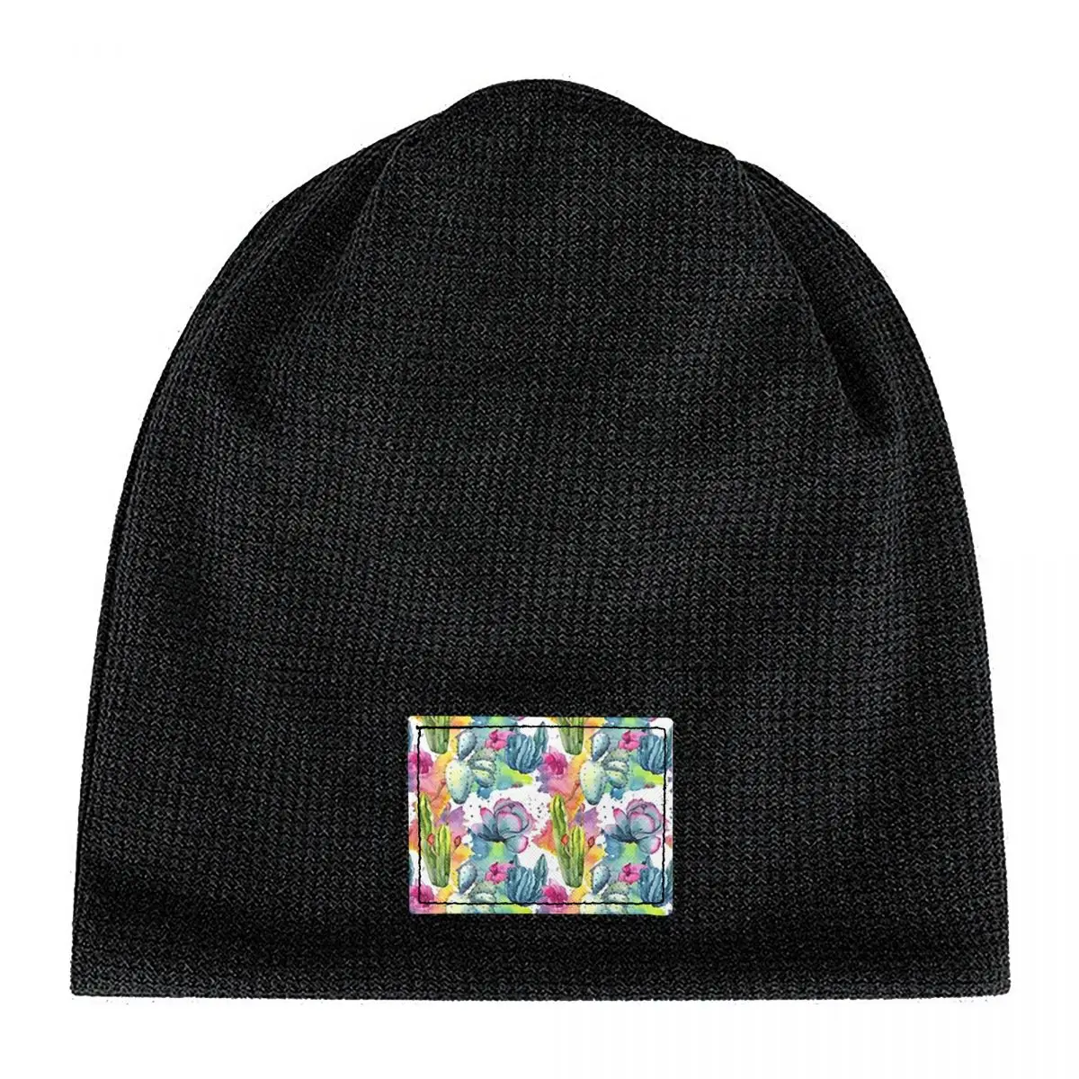 Exotic Wildflower Cactus Pattern Watercolor Style Stylish Beanies Caps Fleece-Lined Bonnet Hat  Autumn Winter Skullies Hats