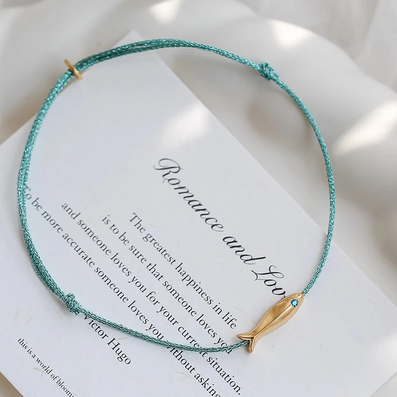 Cute Fish Braided Rope Anklet Bohemian Blue Red Leg Foot Chain For Women Summer Beach Jewelry