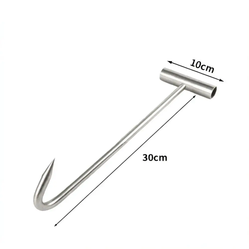 T Shape Steel Hook Manhole Cover Lifter Heavy Duty Pulling Tool For Sewer Grate Roller Shutter Door Manual Opener Gear