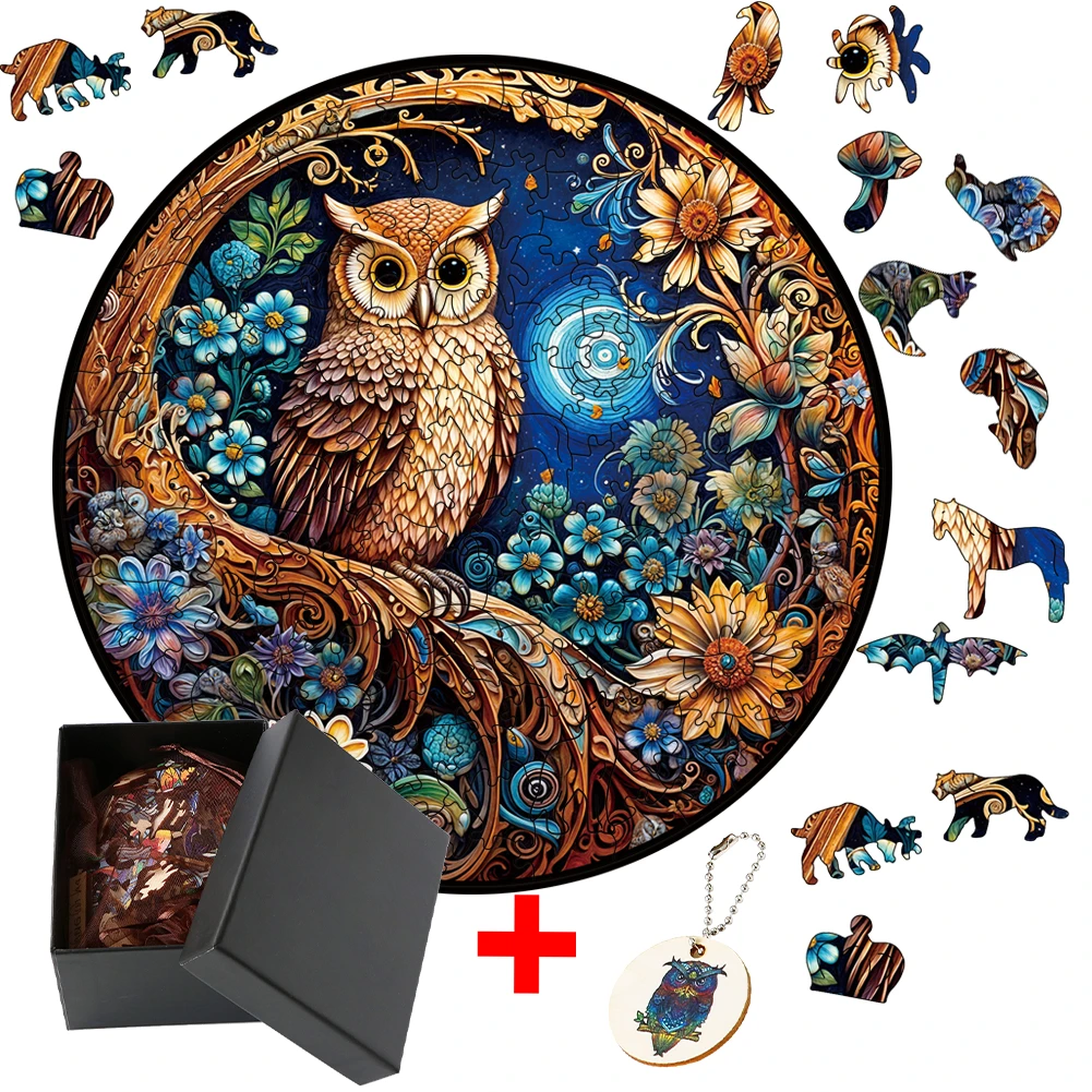 

Wooden Owl Jigsaw Puzzle DIY Crafts Animal Wooden Puzzle For Adults Kids Educational Gift Interactive Family Game Brain Trainer