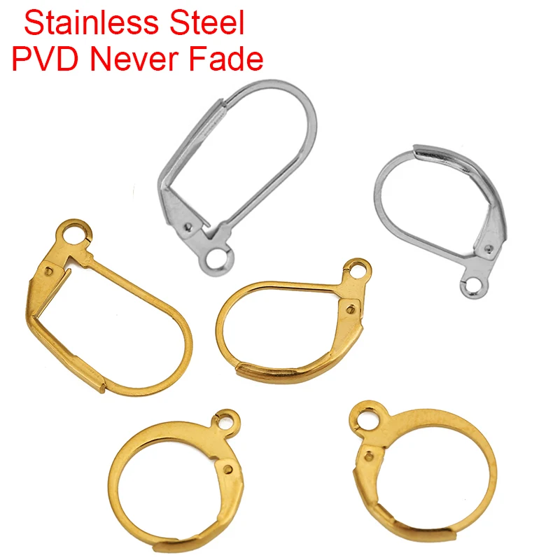 

20 шт. PVD никогда не выцветает, крючки для сережек из нержавеющей стали, застежки, гипоаллергенные серьги для изготовления ювелирных изделий своими руками, аксессуары