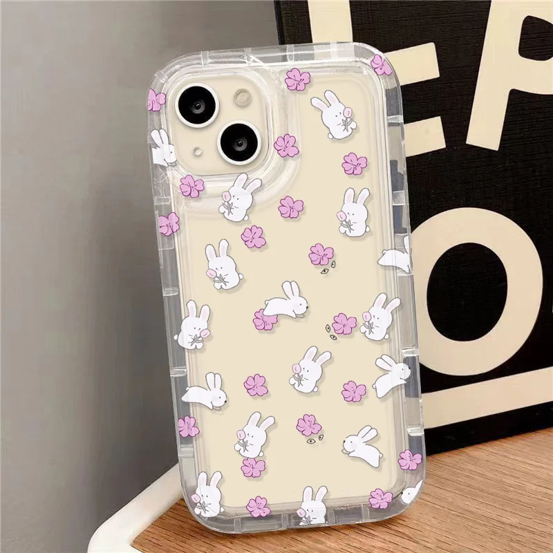S23 Ultra Phone Case For Samsung A55 5G Case Galaxy S21 FE S24 Ultra A52 A52S A54 A32 A35 A15 A33 Rabbit Soft Shockproof Cover image 4