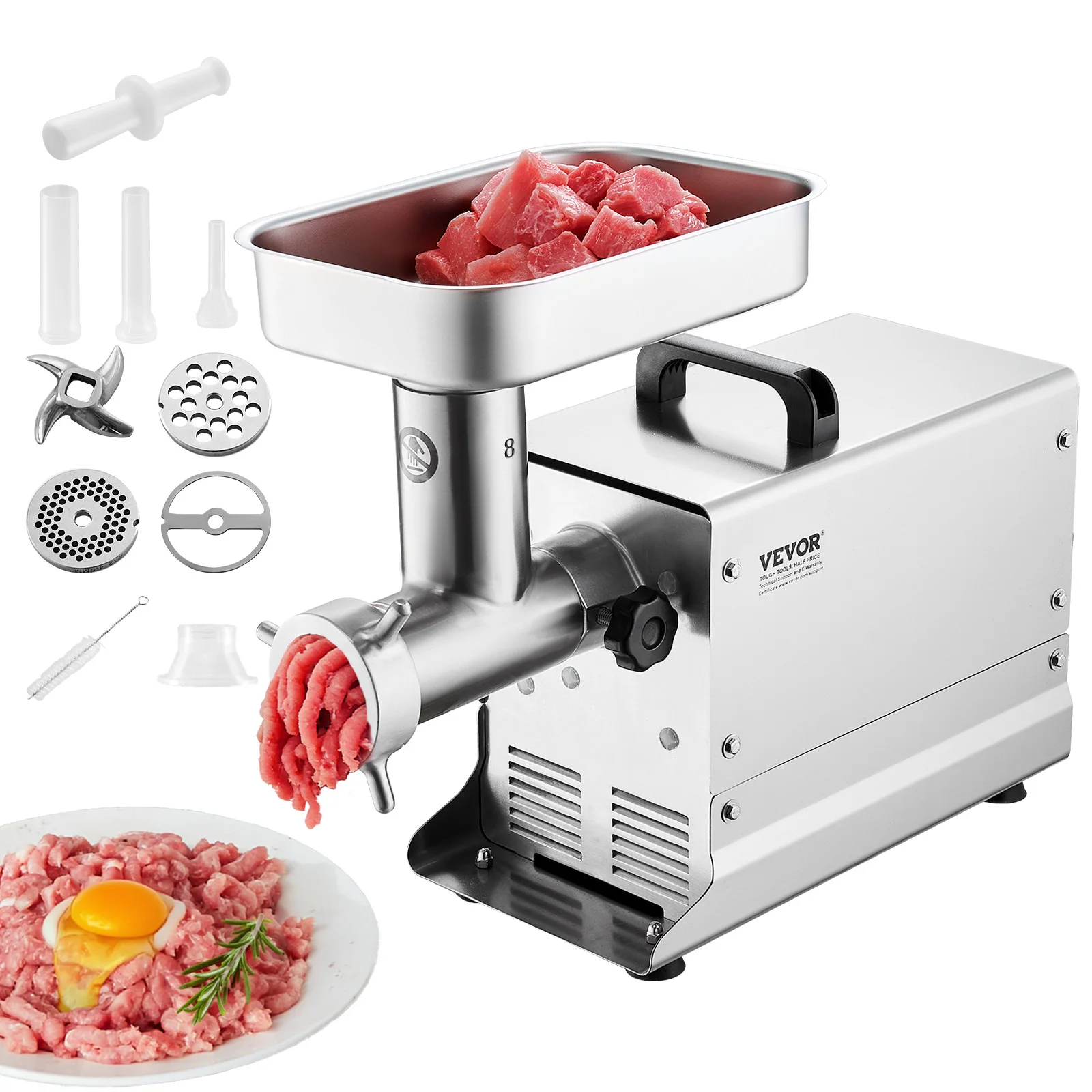 VEVOR size 5-42 Meat Grinder Effective Sausage Maker Stainless Steel Commercial Meat Mincer for Kitchen Restaurant