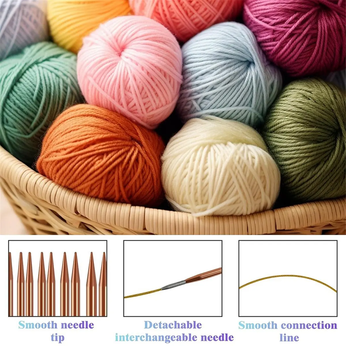AS259 HAPPY^13 Pairs of Interchangeable Circular Knitting Needles Set, Circular Knitting Needles, Knitting Needles,3mm-10mm