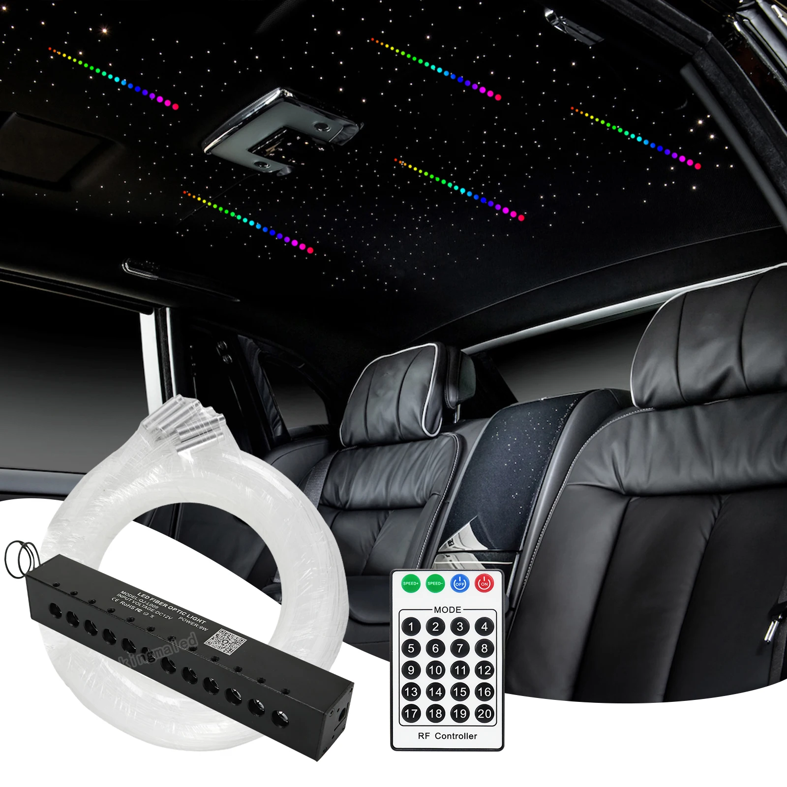 9W 12 Holes RGBW Meteor Car Starry Sky Bluetooth APP RF Control Car Roof Star Shooting Star Effect Fiber Optic Light