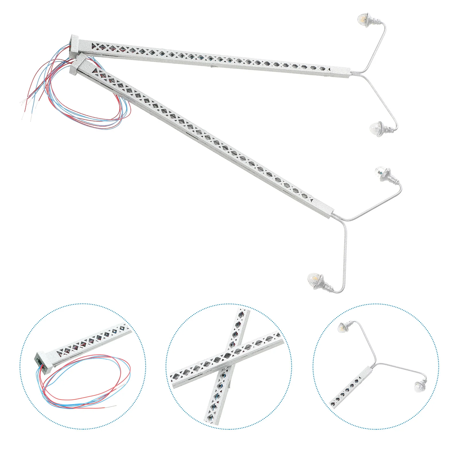 2 قطعة نموذج حديقة ضوء الشارع مصغرة السكك الحديدية مصباح ديكور الدعامة الفولاذ المقاوم للصدأ بالإضافة إلى قطار المنزل Abs