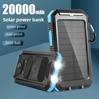 Hot  Solar Power Bank 20000mAh Outdoor Portable Charger Power Bank Waterproof External Battery Dual USB Charging with LED Light