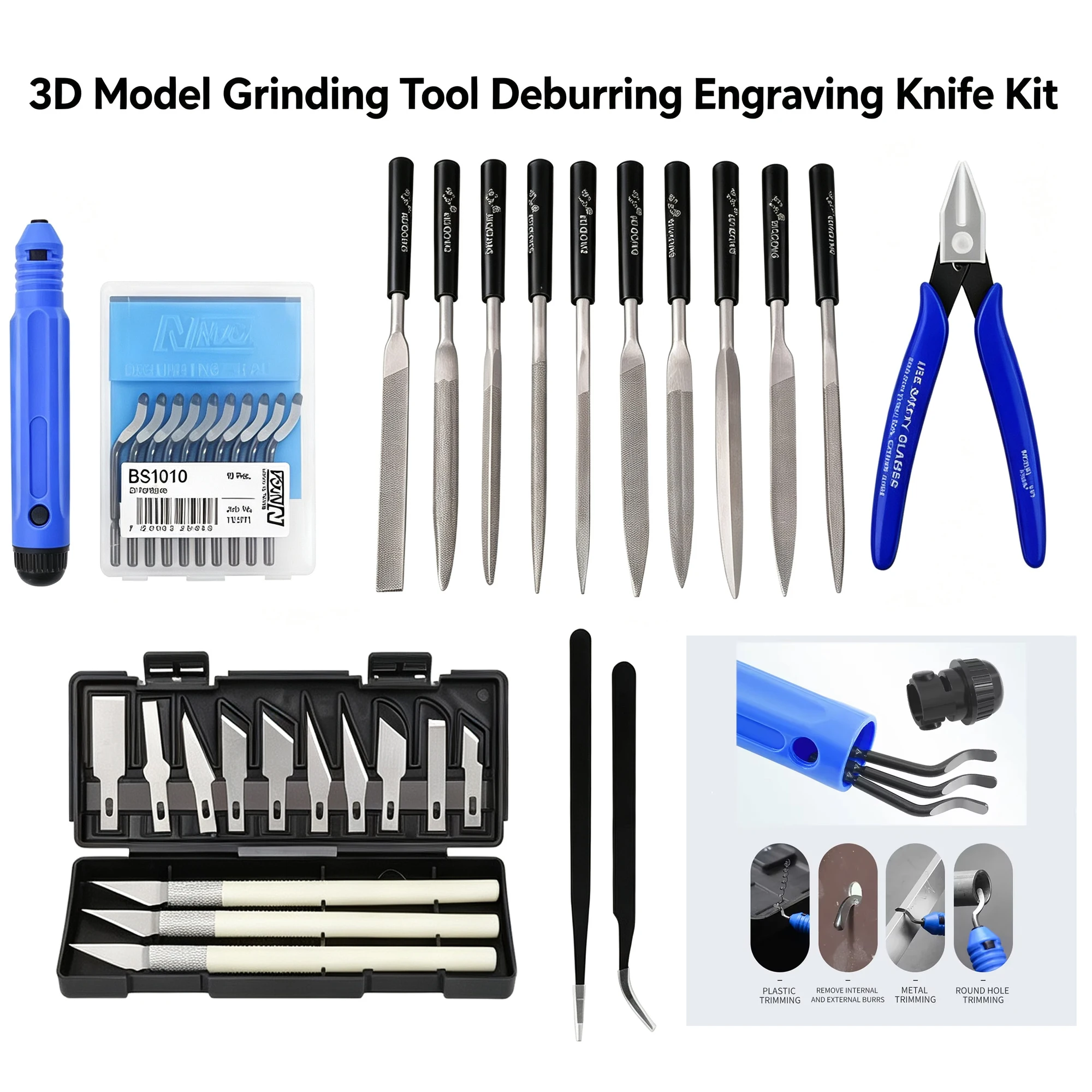 3D Model Grinding Tool Deburring Engraving Knife Kit Carving Tool DIY File Cutter Scraper Trimming Tool 3D Printer Parts ！！！