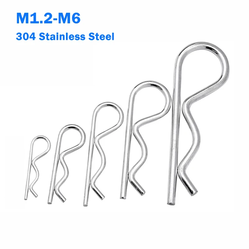 Wave Shape Split Clip Clamp Pin M1.2 M1.5 M1.8 M2 M2.5 M3 M3.5 M4 M5 M6 304 Stainless Steel R Type Spring Cotter Pin for Car