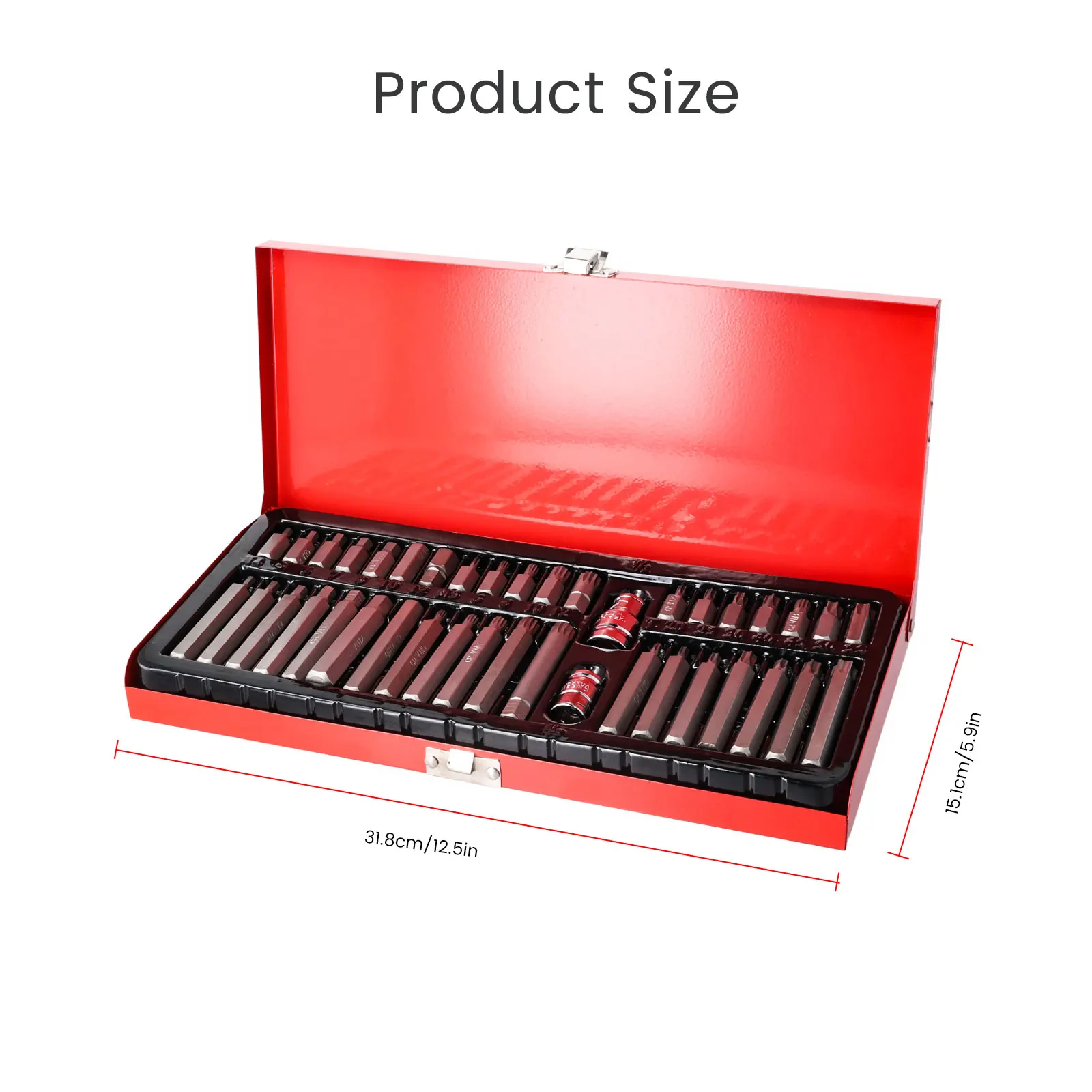 Podofo 40-teiliges Steckschlüssel-Set, Autoreparatur-Werkzeug, Sechskant-Stern-Torx-Spline, Schlagschrauber-Bit-Set für Auto-Reparatur, Professionelles Metallbearbeitungs-Kit – Detail 5