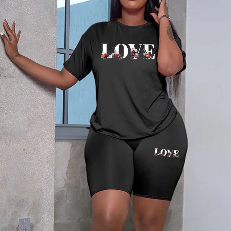 

Womens Tracksuit Casual Printing T-shirt Shorts 2 Pcs Set Outdoor Gym Sports Jogging Outfits 2026 Summer Comfortable Streetwear