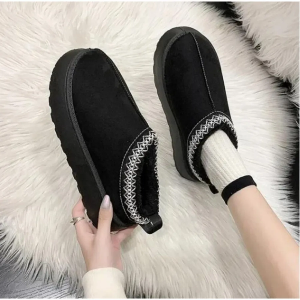 Women Chelsea Ankle Snow Boots Winter New Woman Brand Fur Short Plush Warm Flats Slippers Platform Shoes Flip Flops Suede Botas